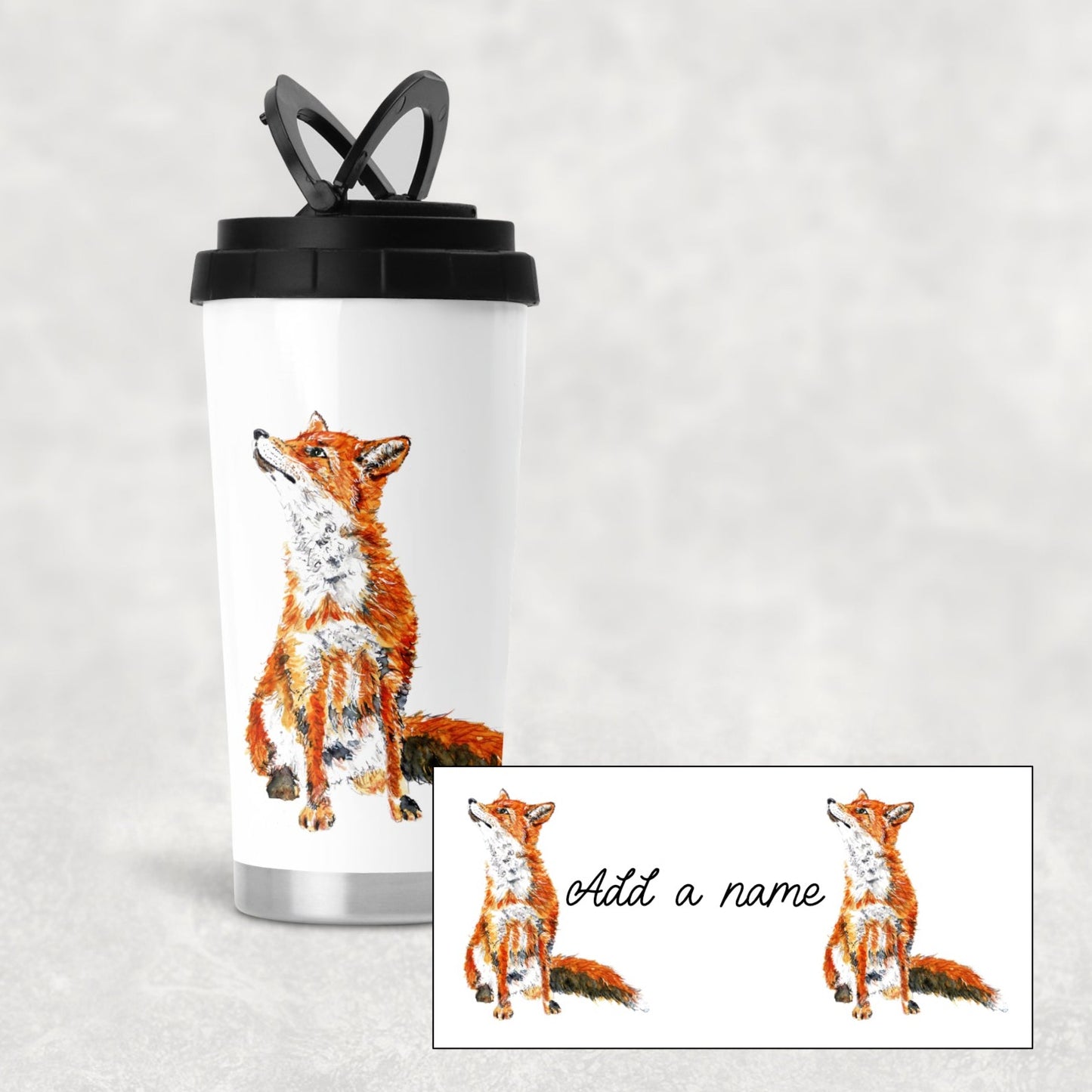 Fox travel mug - Insulated travel mug - Personalised