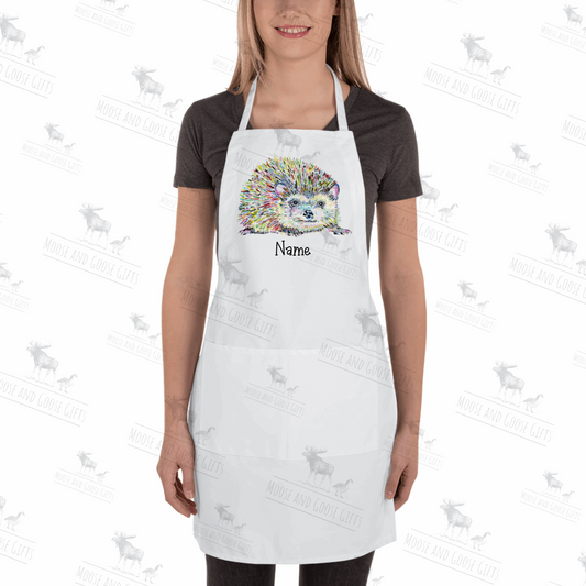 Hedgehog apron - White printed cooking apron