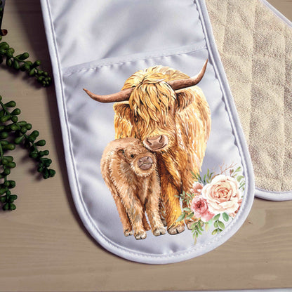 Highland cow double oven glove - Sew Tilley