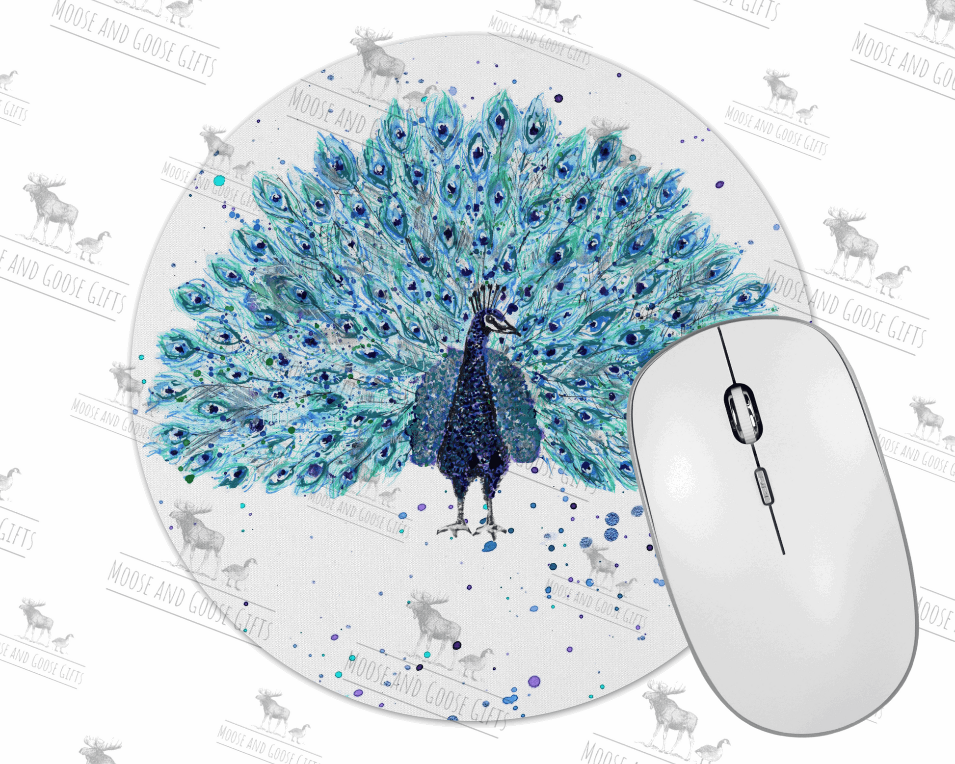 Peacock mouse mat - Moose and Goose Gifts