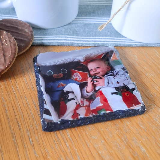 Personalised Square Slate Photo Coaster