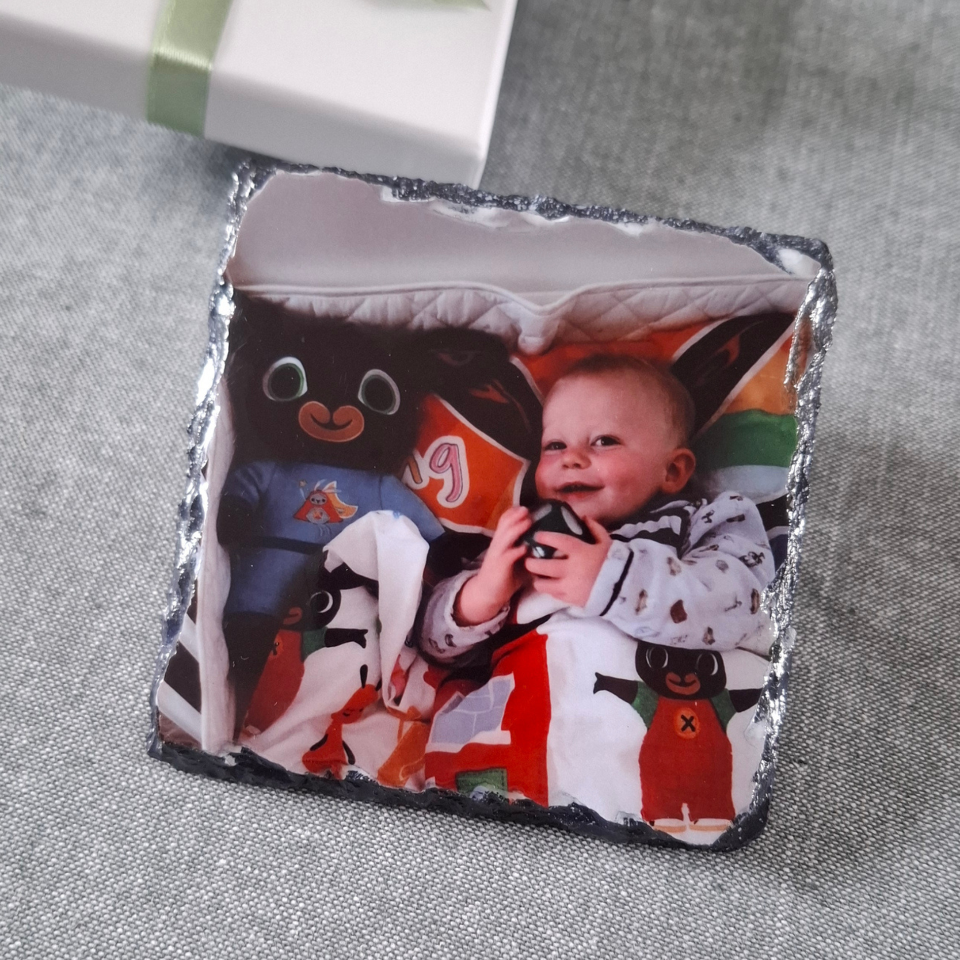 Personalised photo slate coater with gift box included
