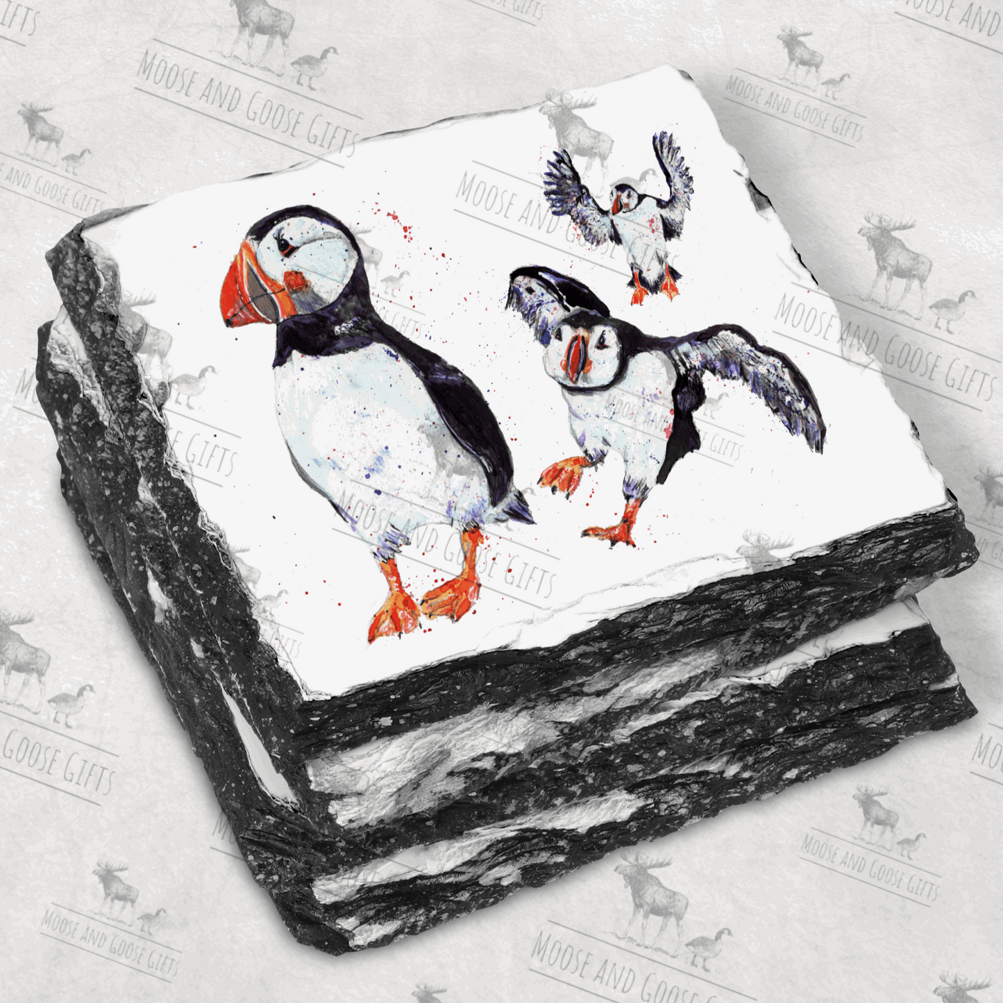 Puffin slate coaster - Moose and Goose Gifts