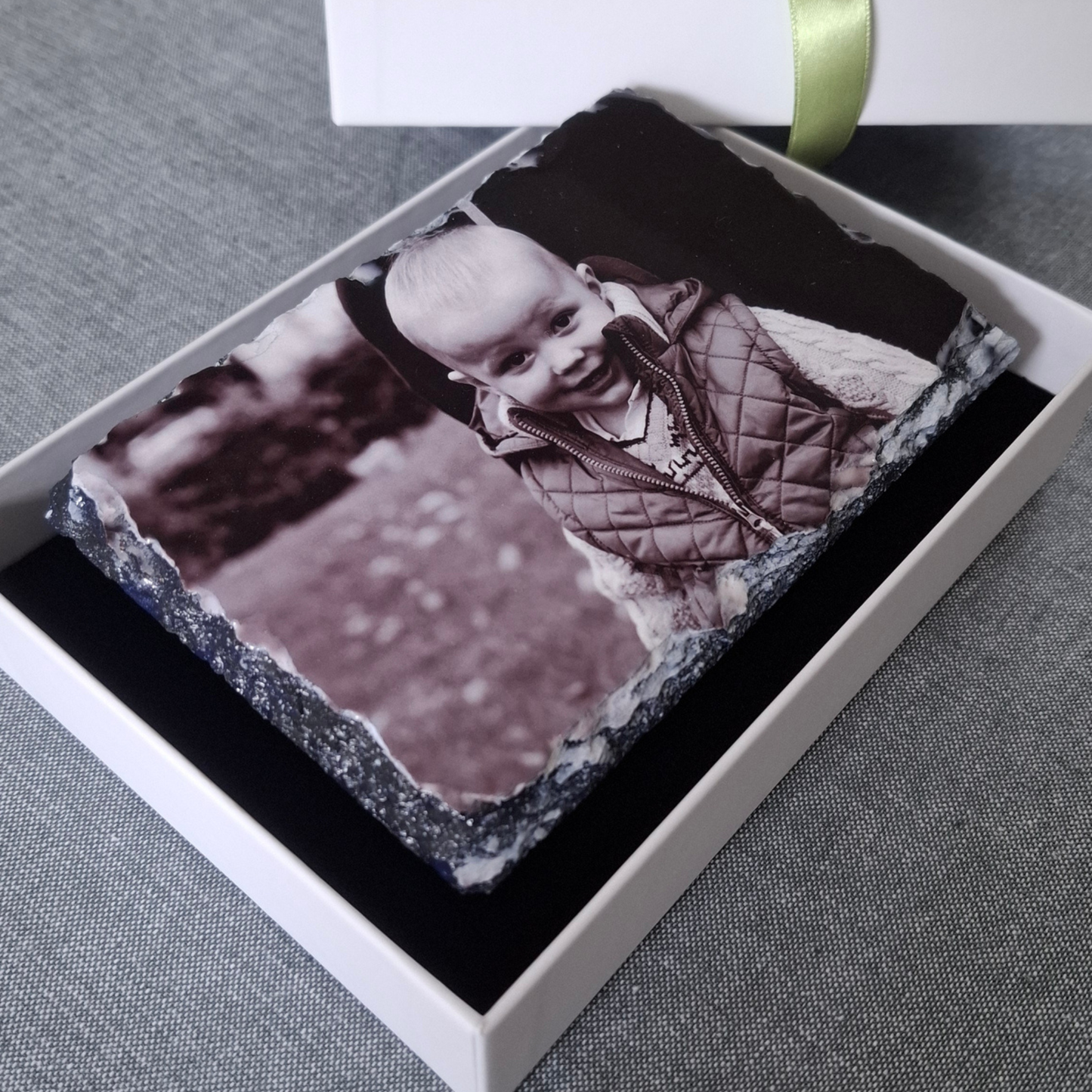 Personalised rectangle photo slate gift boxed