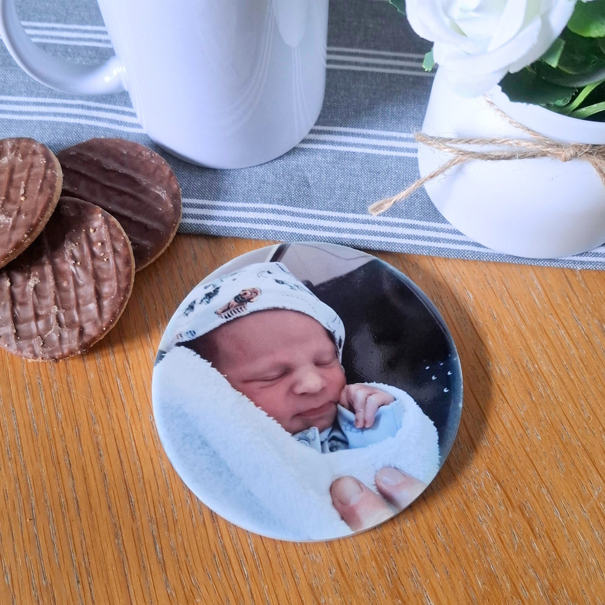 Printed round personalised coaster 