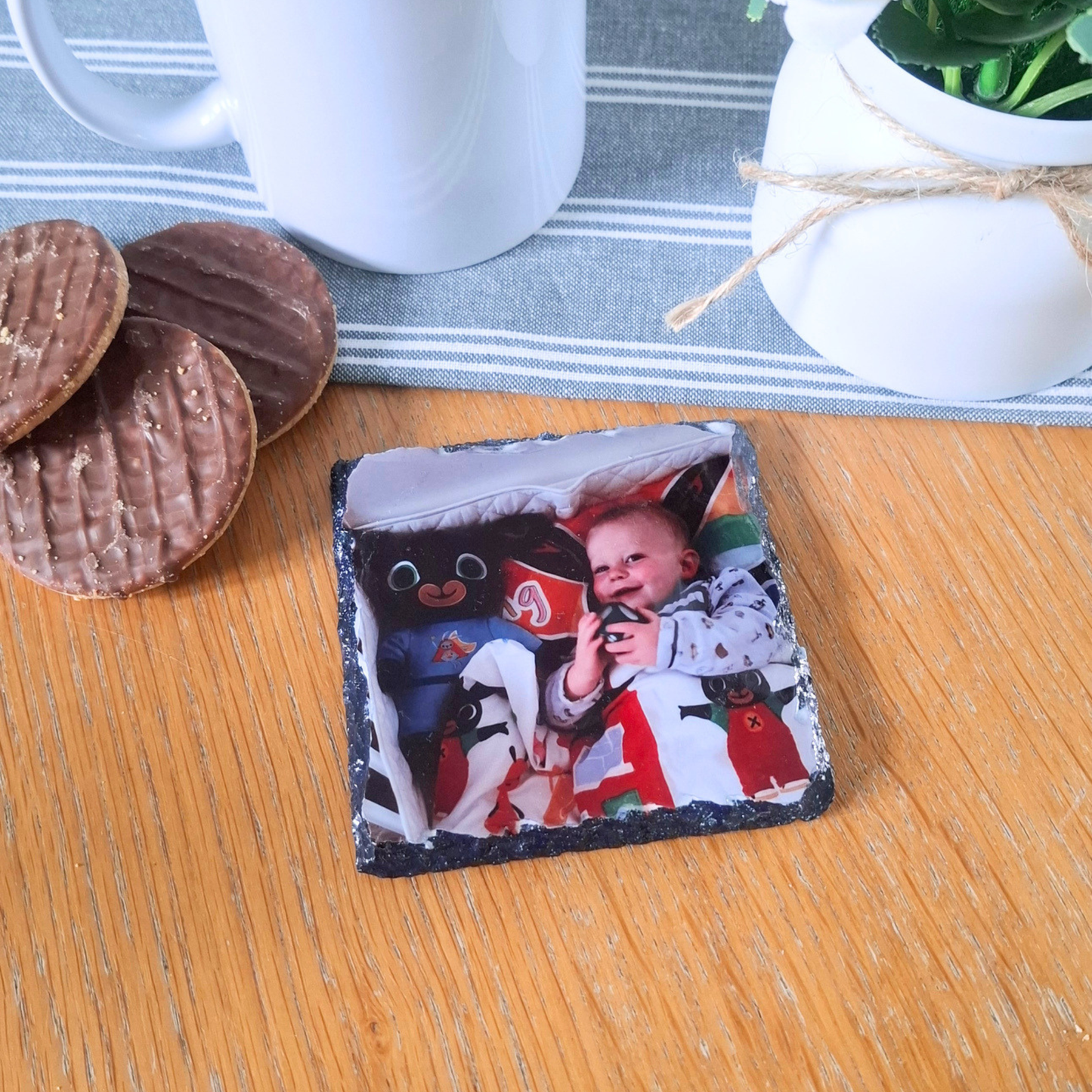 Personalised Square Slate Photo Coaster
