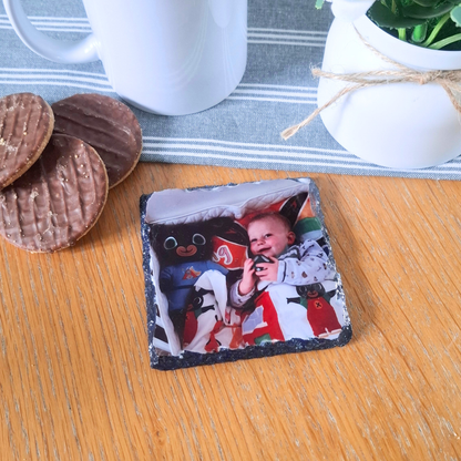 Personalised Square Slate Photo Coaster