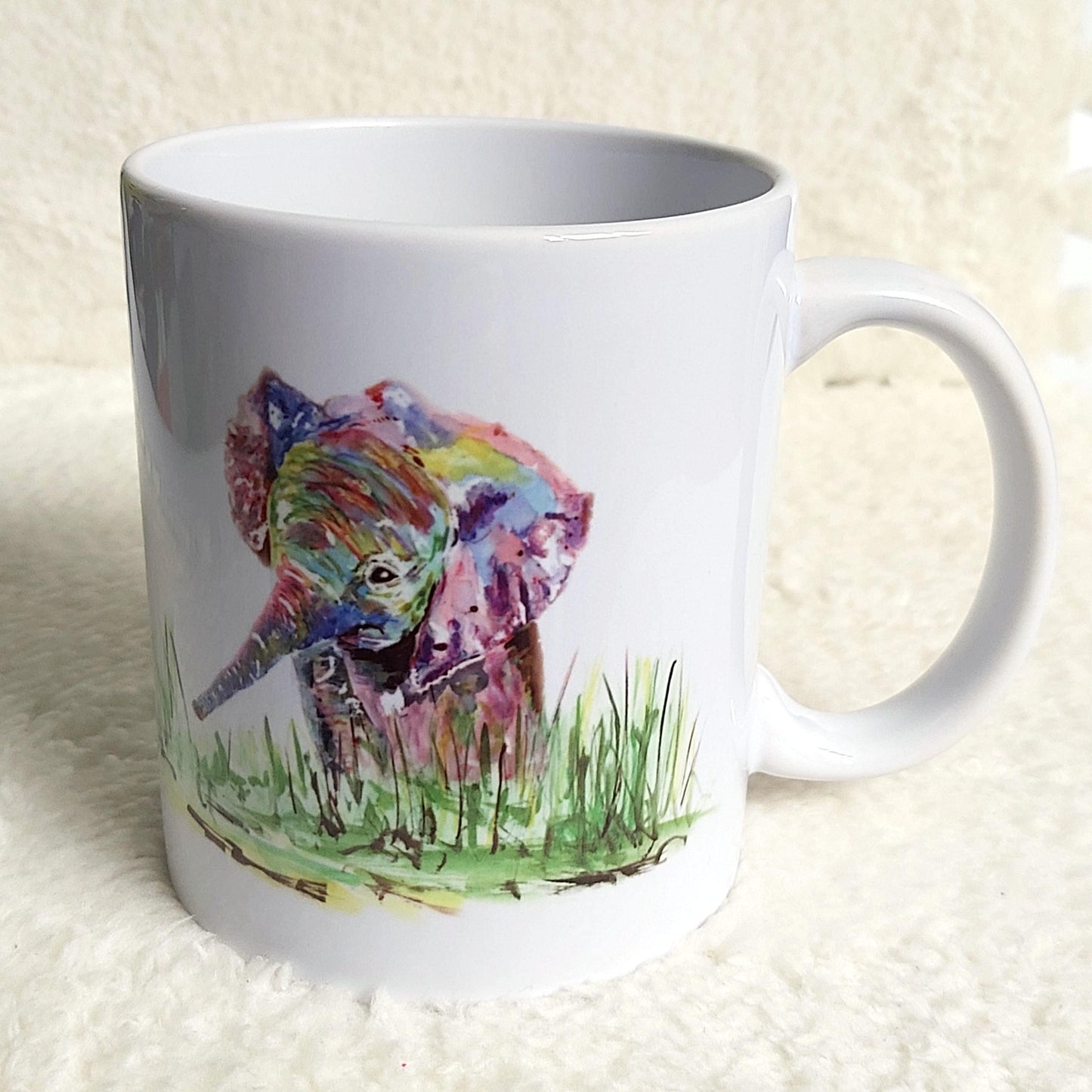 Watercolour elephant mug - Sew Tilley