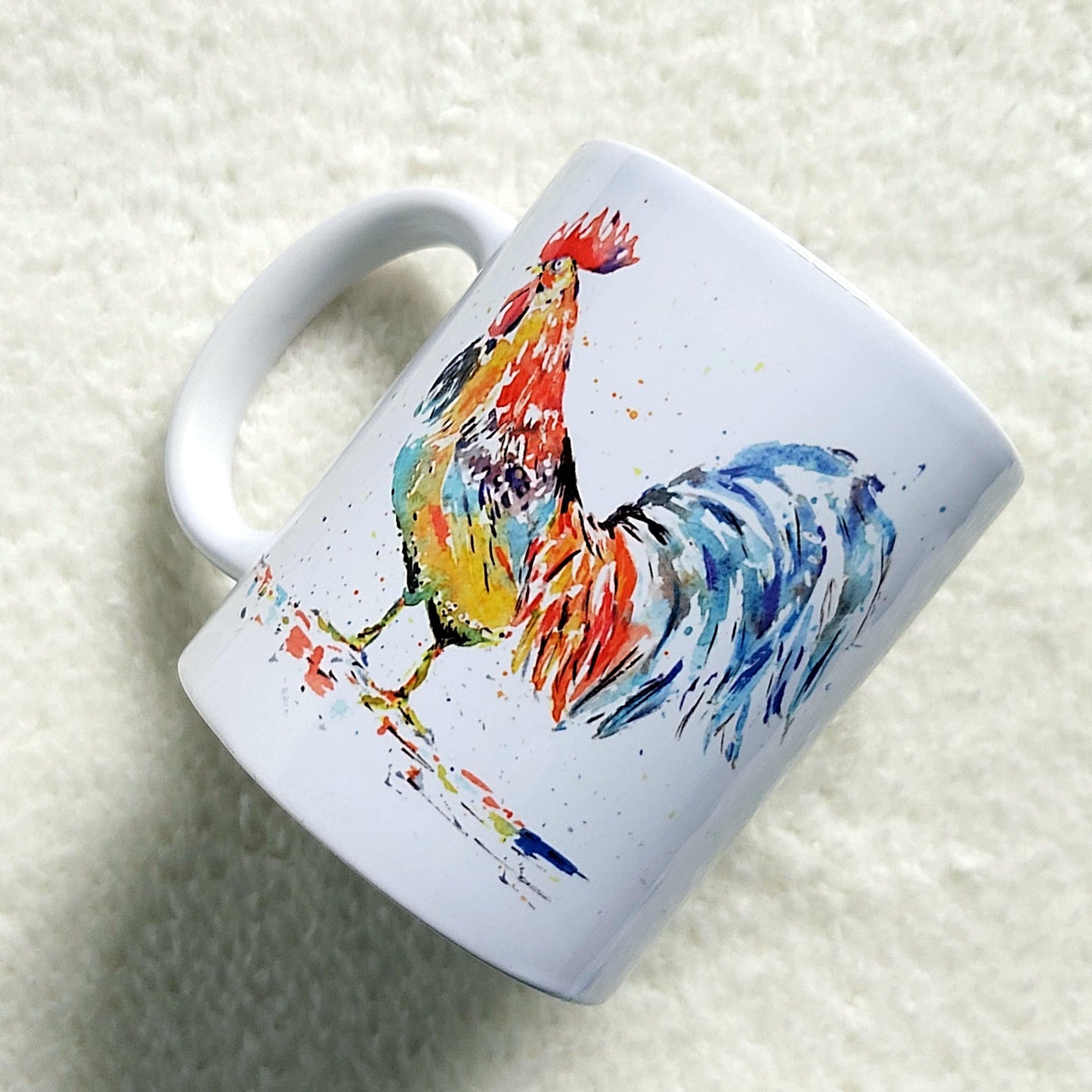 Watercolour cockerel mug - Sew Tilley