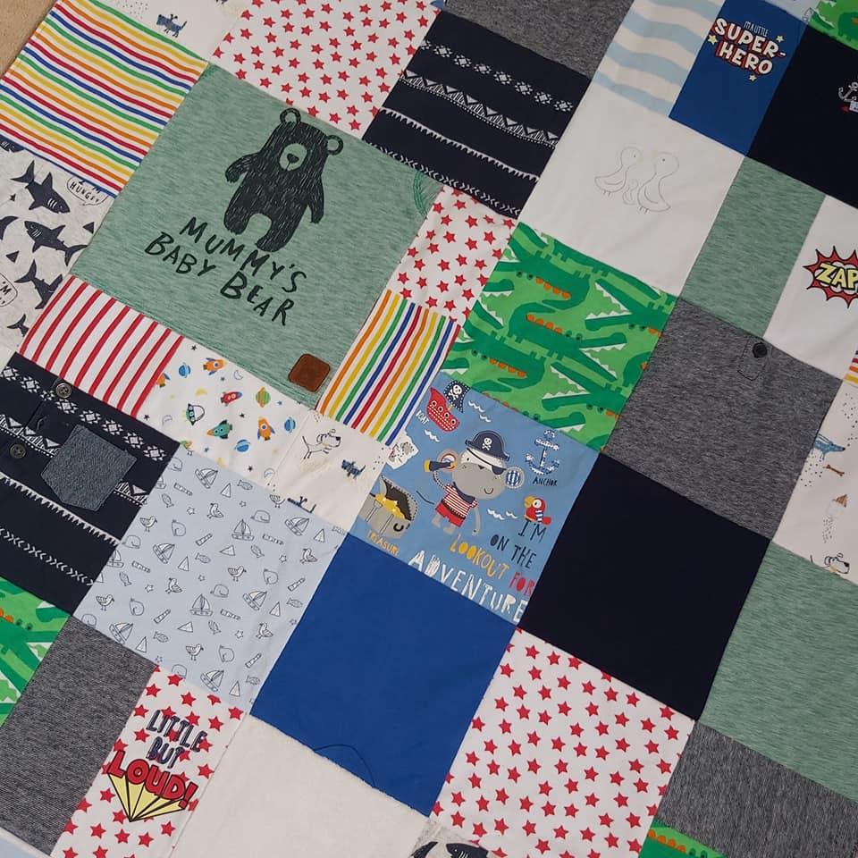 Memory keepsake blanket boys squares  Moose and Goose Gifts