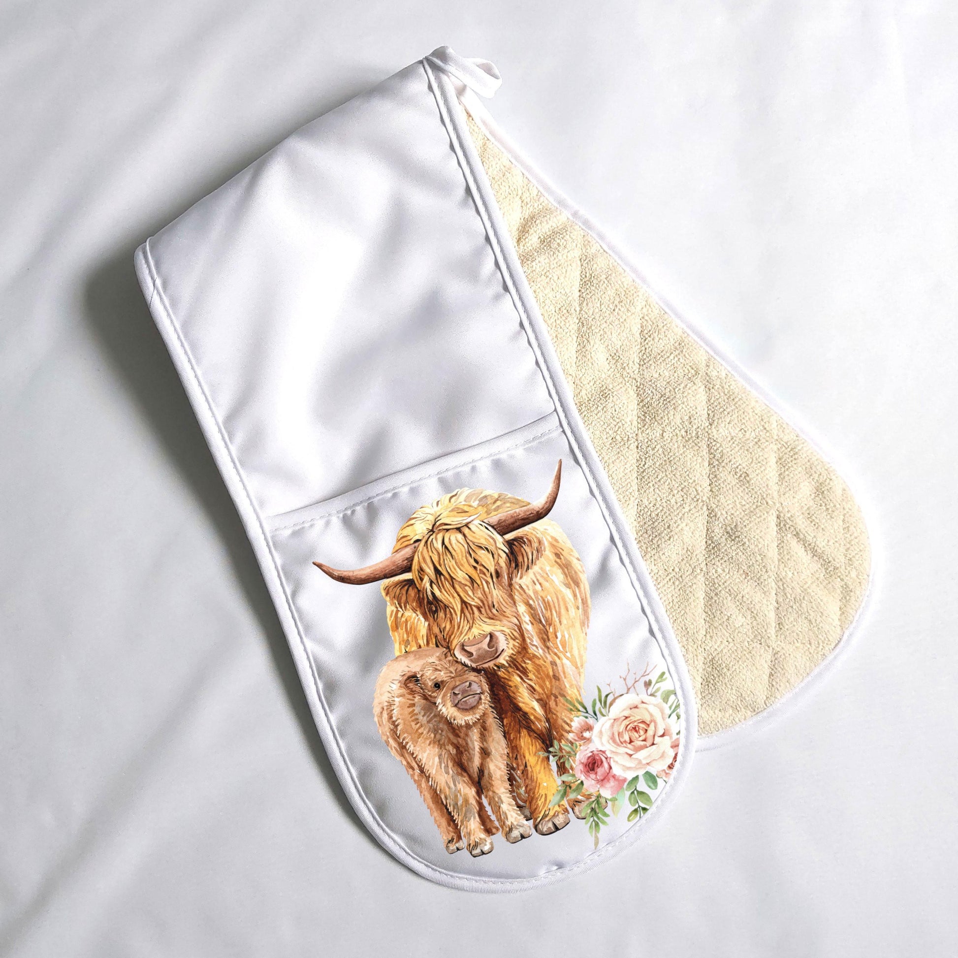 Highland cow double oven glove - Sew Tilley