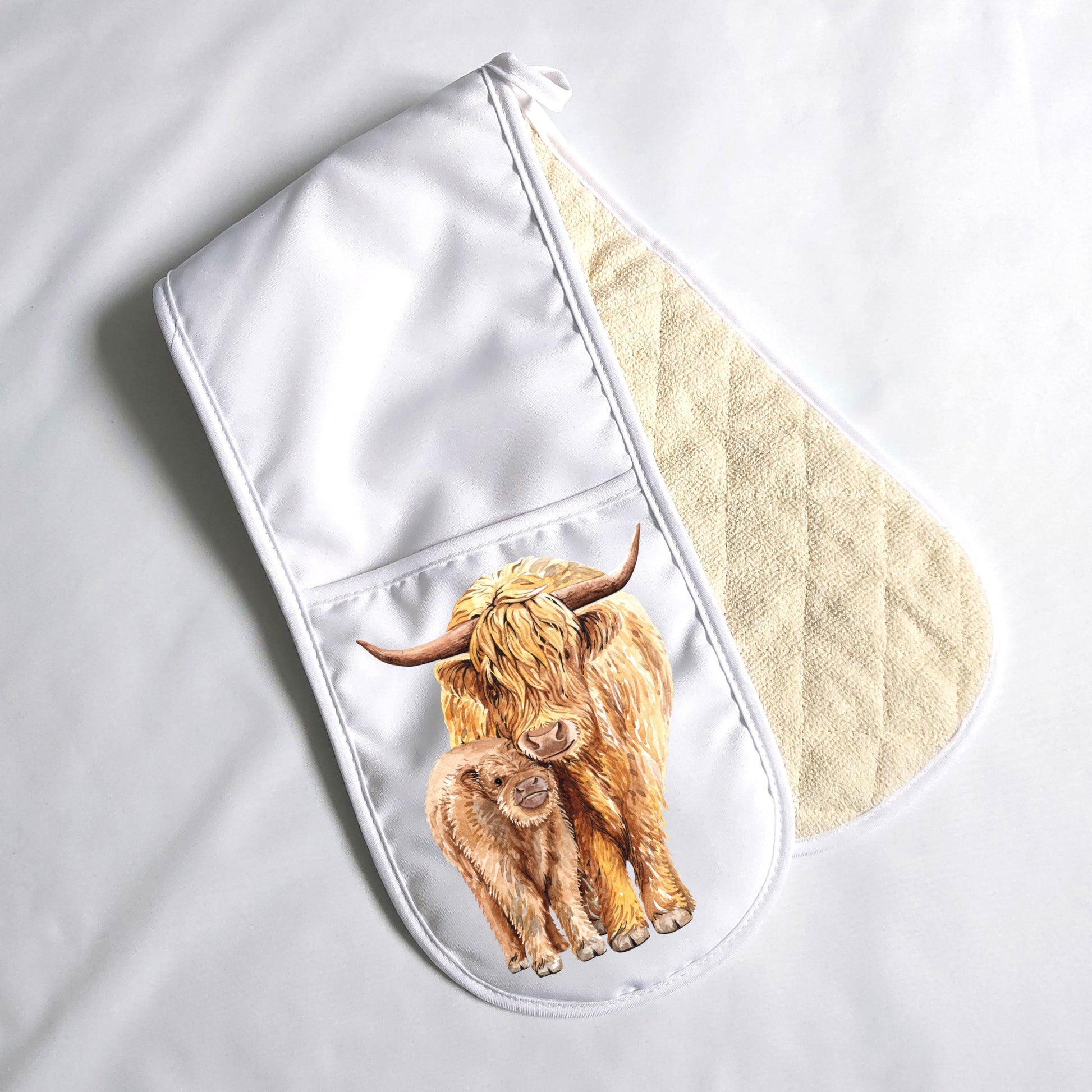 Highland cow double oven glove - Sew Tilley