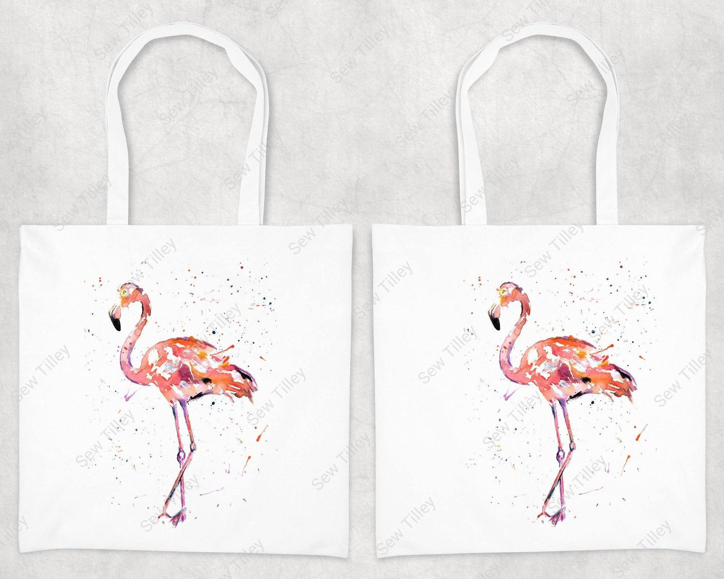 Watercolour Flamingo tote bag - Sew Tilley