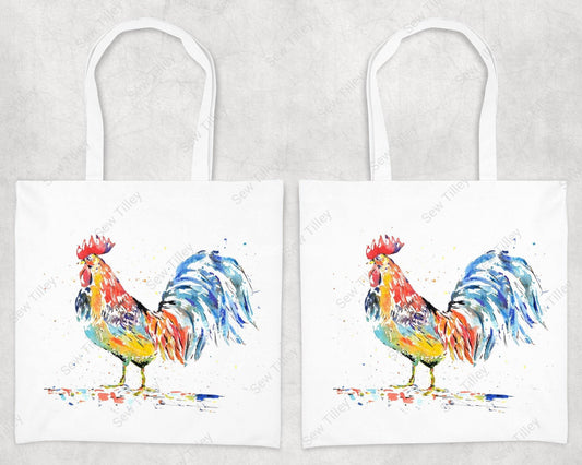 Watercolour cockerel tote bag - Sew Tilley