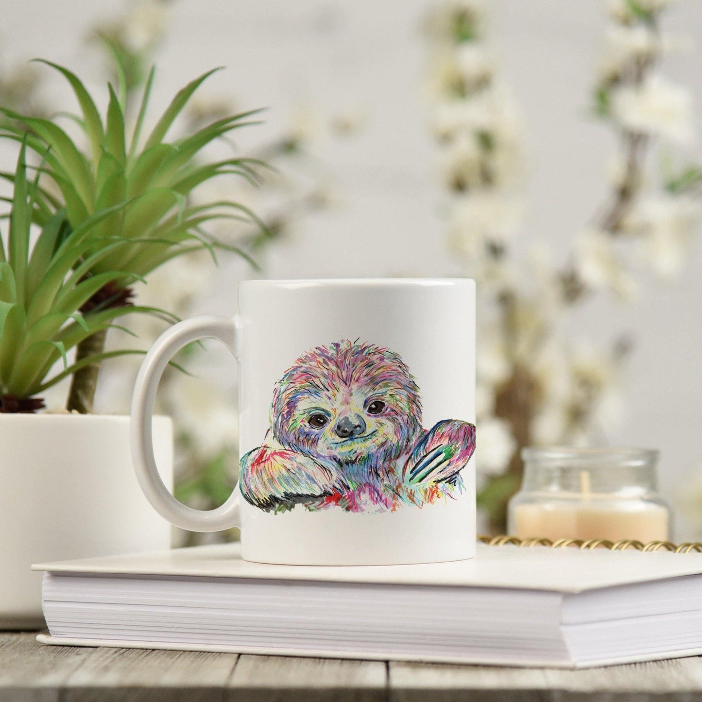 Watercolour sloth mug - Sew Tilley