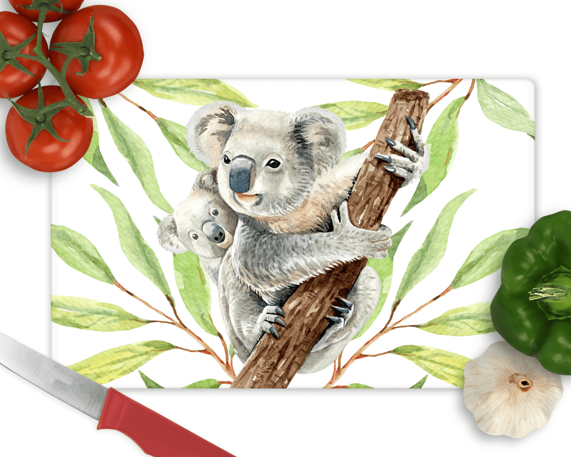 Koala with eucalyptus glass cutting board - Sew Tilley