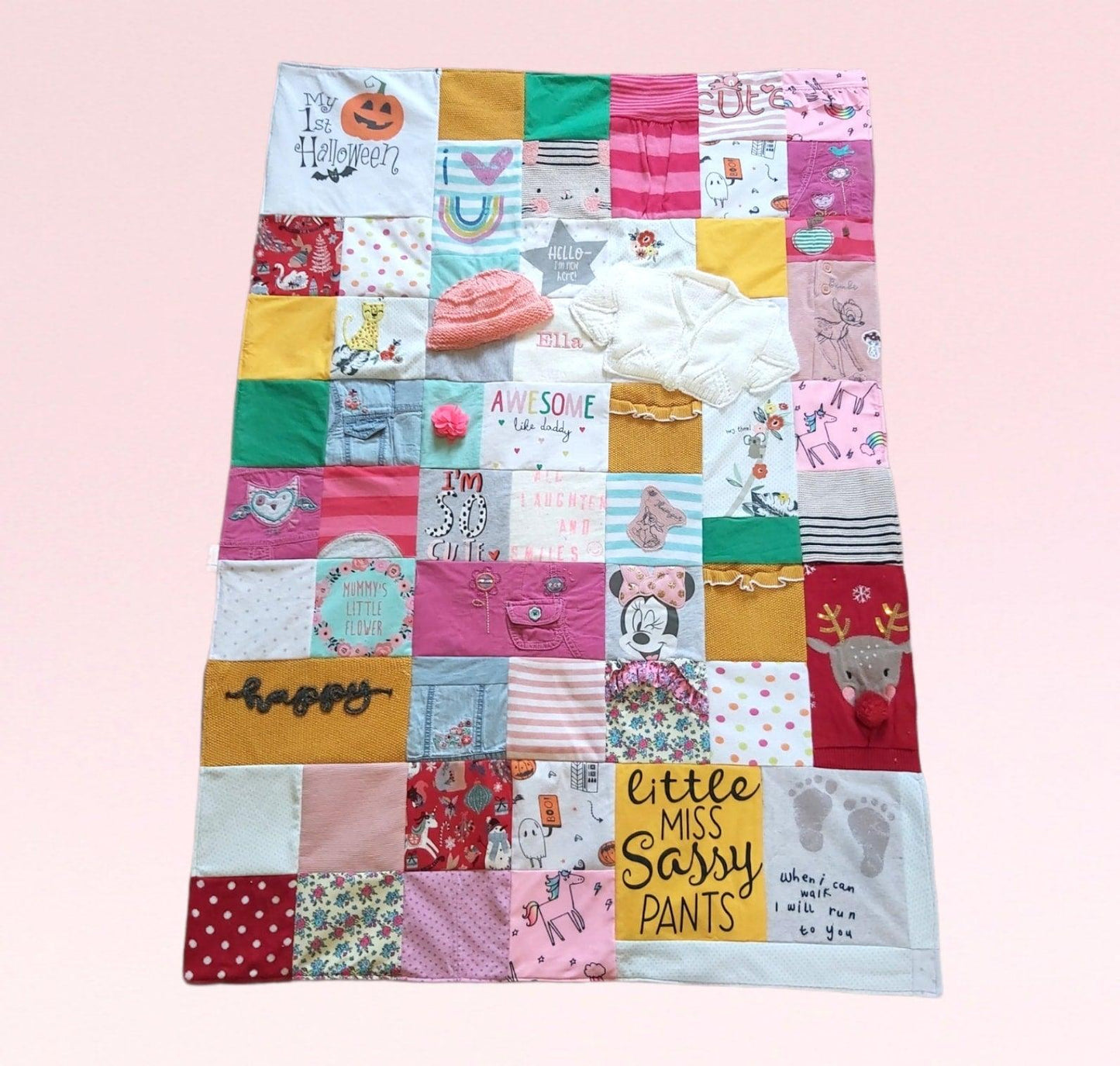 pink girls memory keepsake blanket full view
