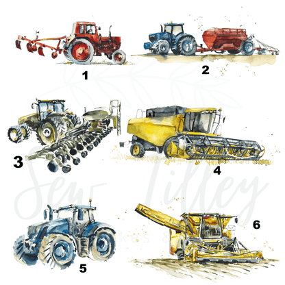 Tractor linen flag - 6 options - Sew Tilley
